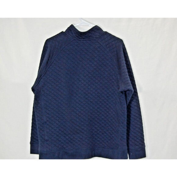 Eddie Bauer Mens Size L Blue Quilted Mock Neck Henley Pullover Sweater Jacket - Picture 4 of 6